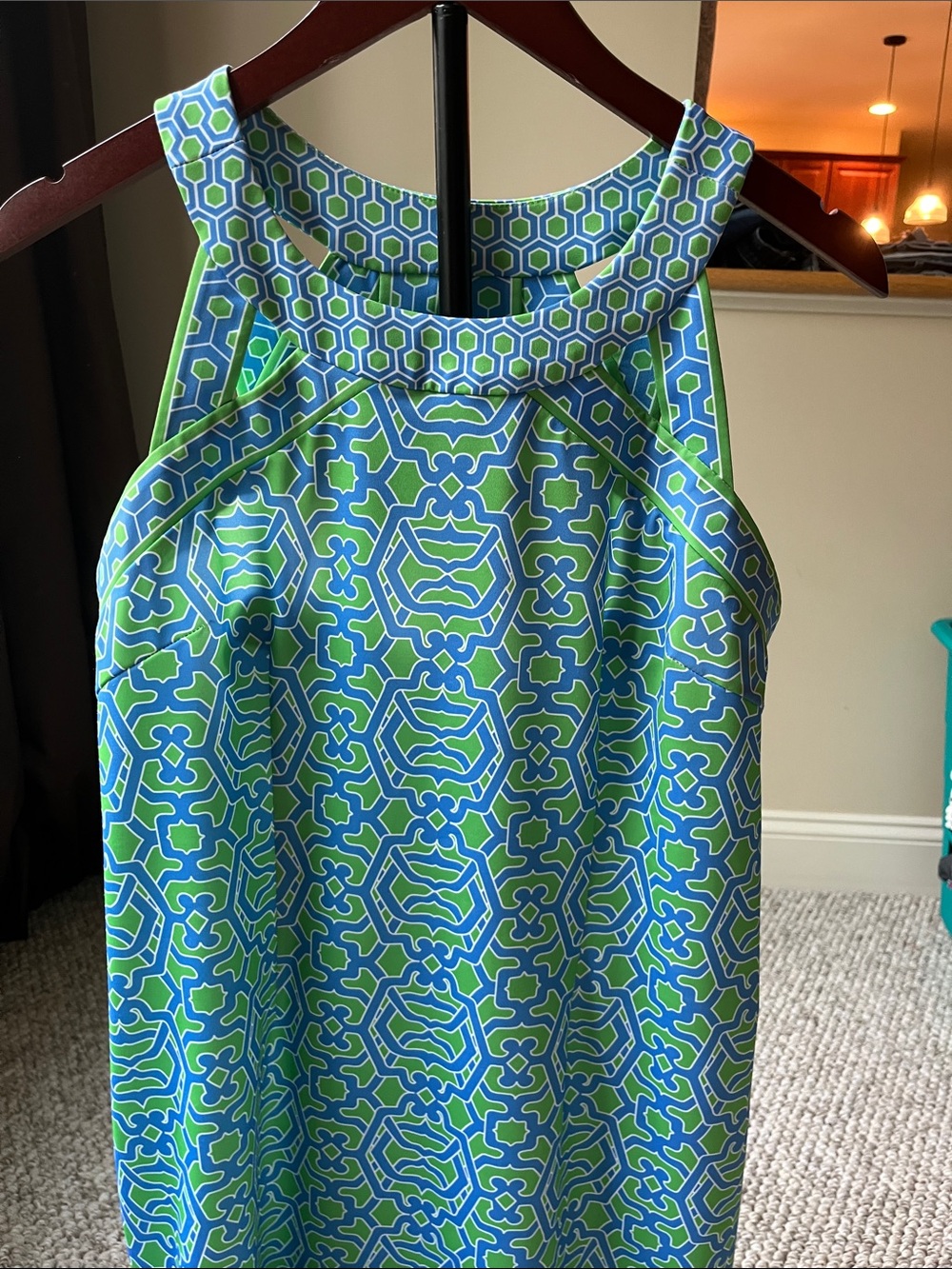 Gretchen Scott Isosceles Blue and Green Patterned Dress
